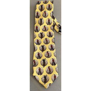 Sterling & Hunt 100% Silk Made In Italy Mens Tie Golf Ball Swing Yellow